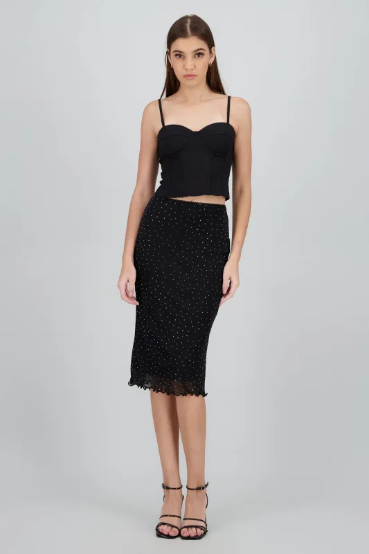 Falda midi mesh con brillos sold by Shasa