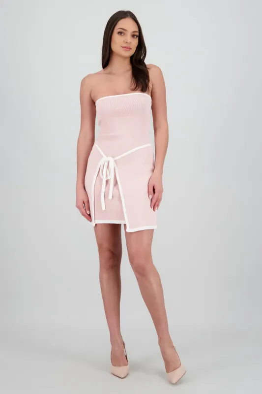 Vestido strapless detalle contraste lazo sold by Shasa