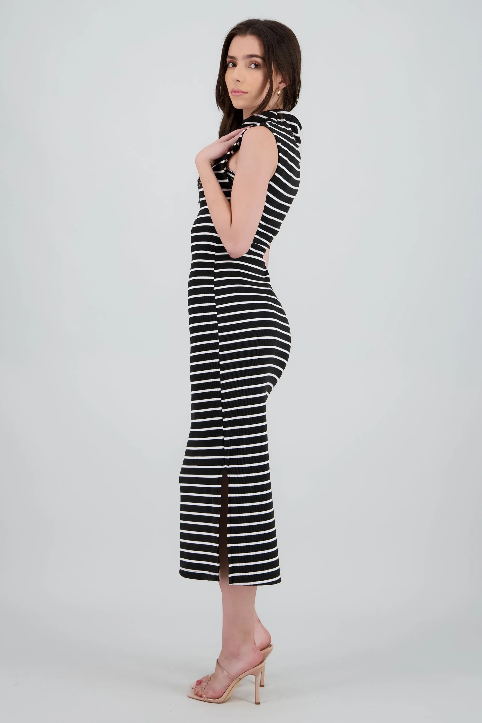 Vestido maxi rib cuello alto rayas sold by Shasa product image thumbnail 3