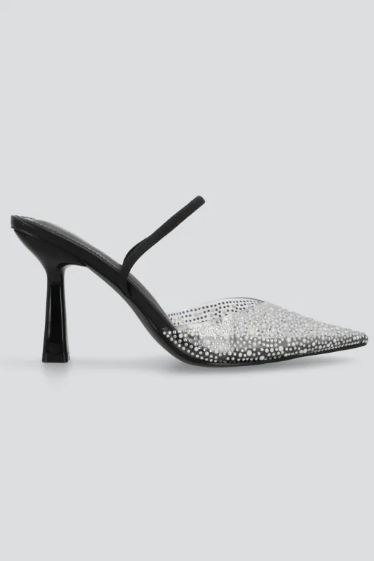 Tacon pointy transparente brillos y perlas sold by Shasa