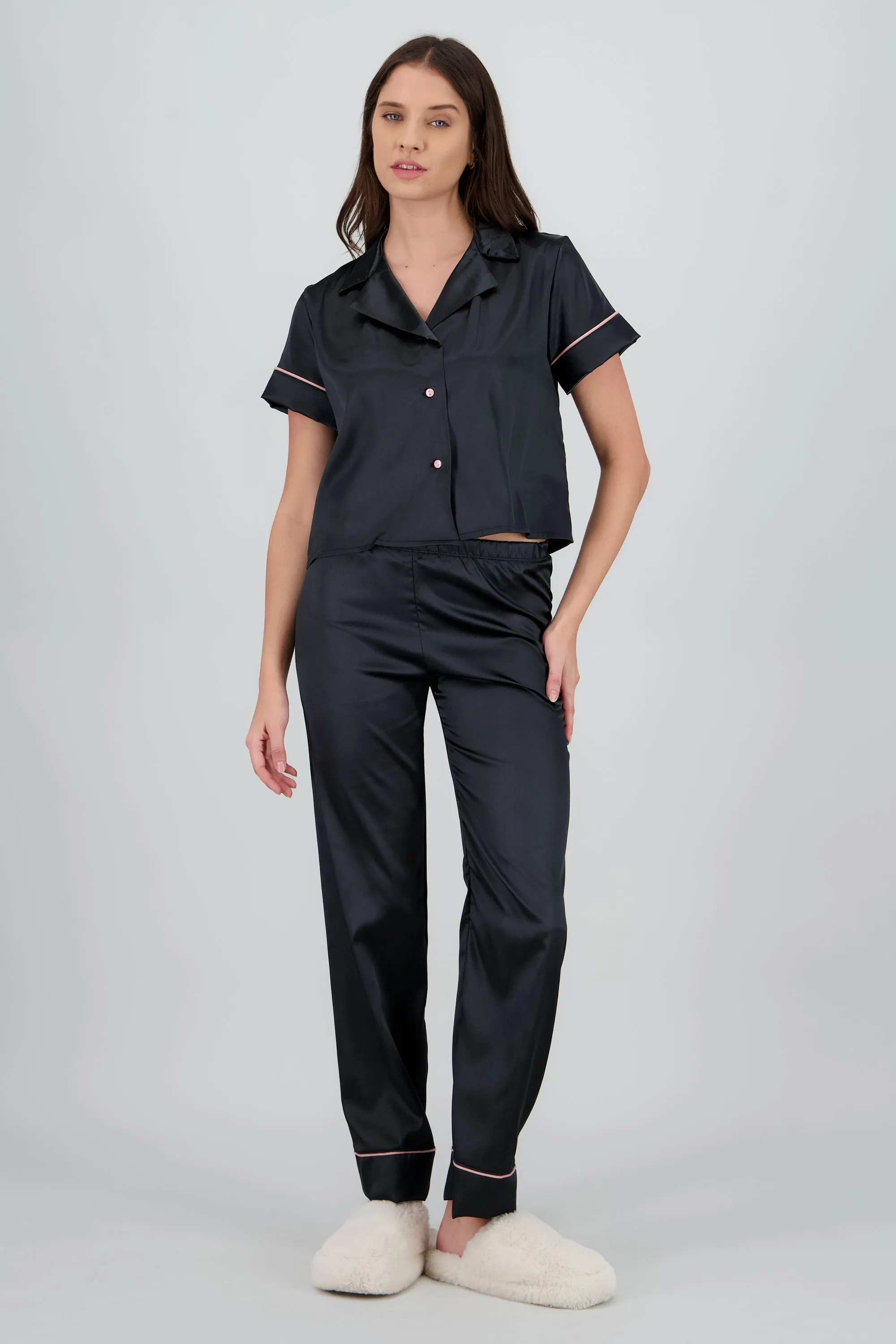 Pijama camisera satin pantalon m/c sold by Shasa