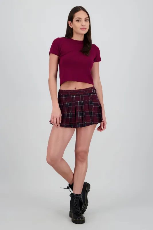 Falda short mini cuadros detalle hebilla sold by Shasa