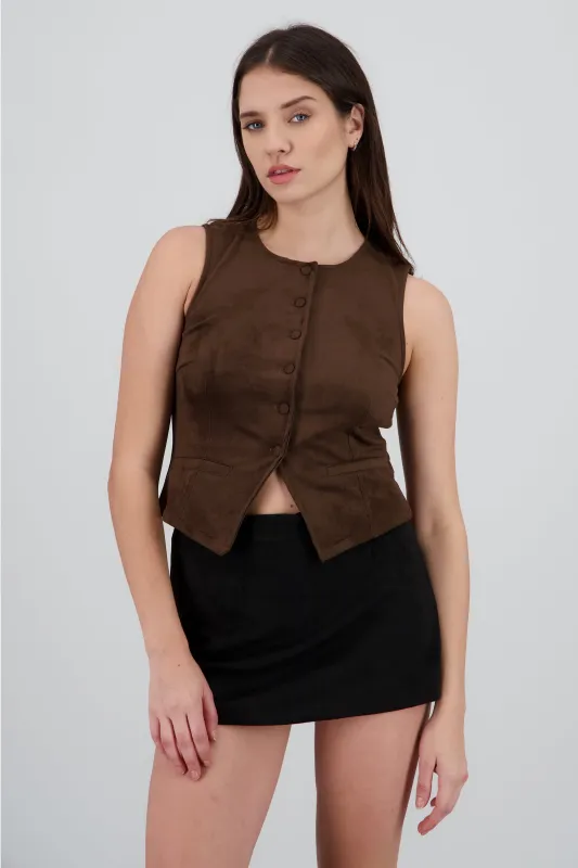 Chaleco botones suede sold by Shasa