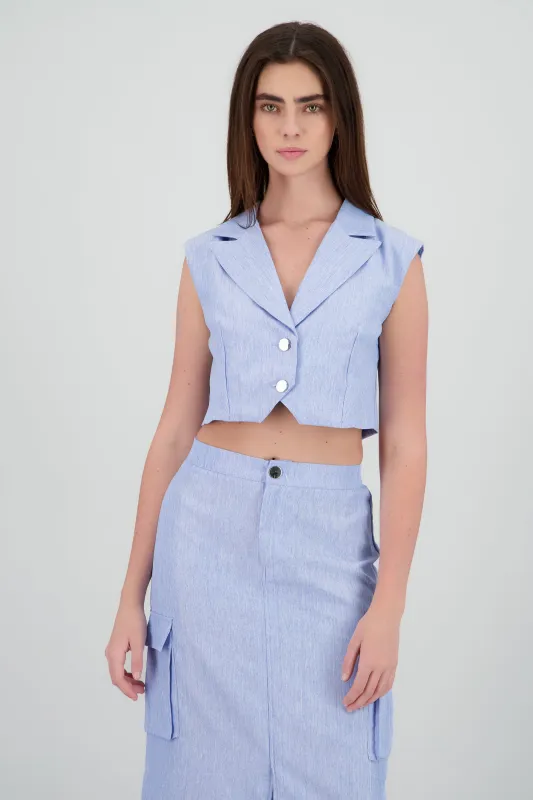 Chaleco corto con solapas sold by Shasa