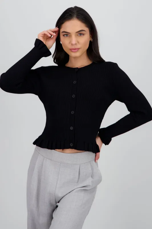 Cardigan acanalado detalle olanes sold by Shasa