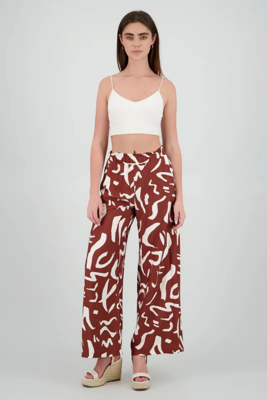 Pantalon amplio detalle resorte estampado sold by Shasa