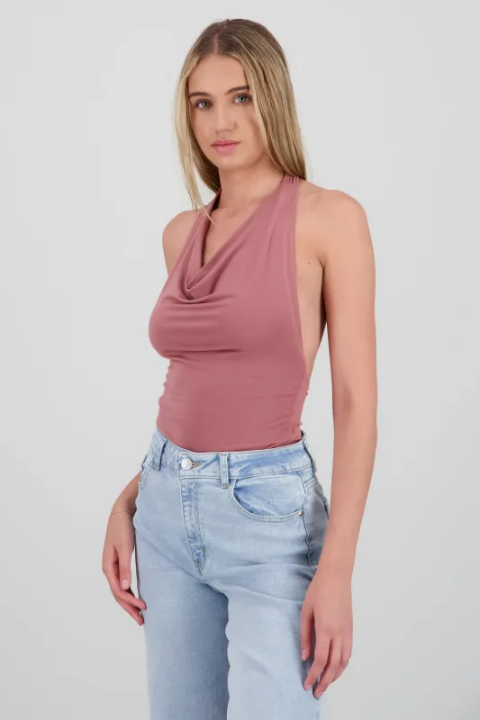 Bodysuit halter escote cascada drapeado sold by Shasa