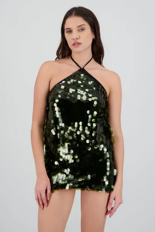Top halter de lentejuelas sold by Shasa