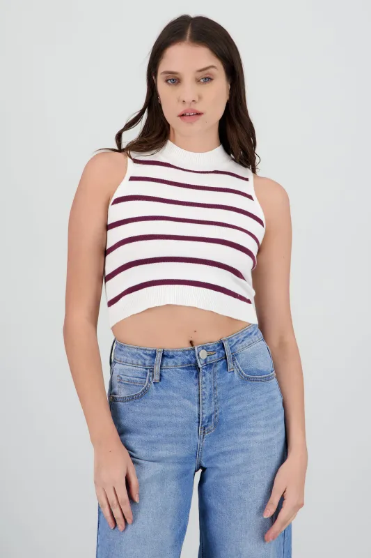 Top crop rayas cuello alto sold by Shasa