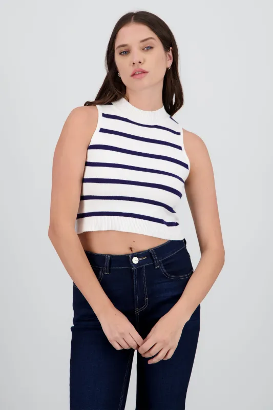 Top crop rayas cuello alto sold by Shasa