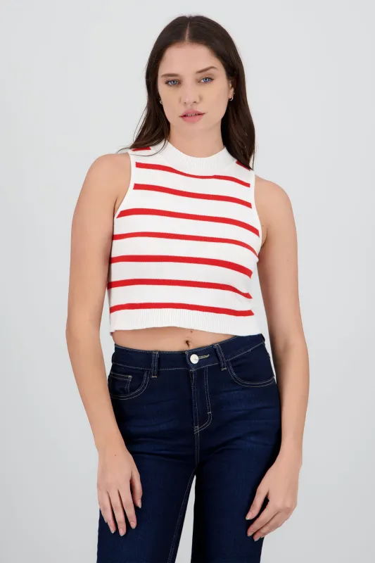 Top crop rayas cuello alto sold by Shasa
