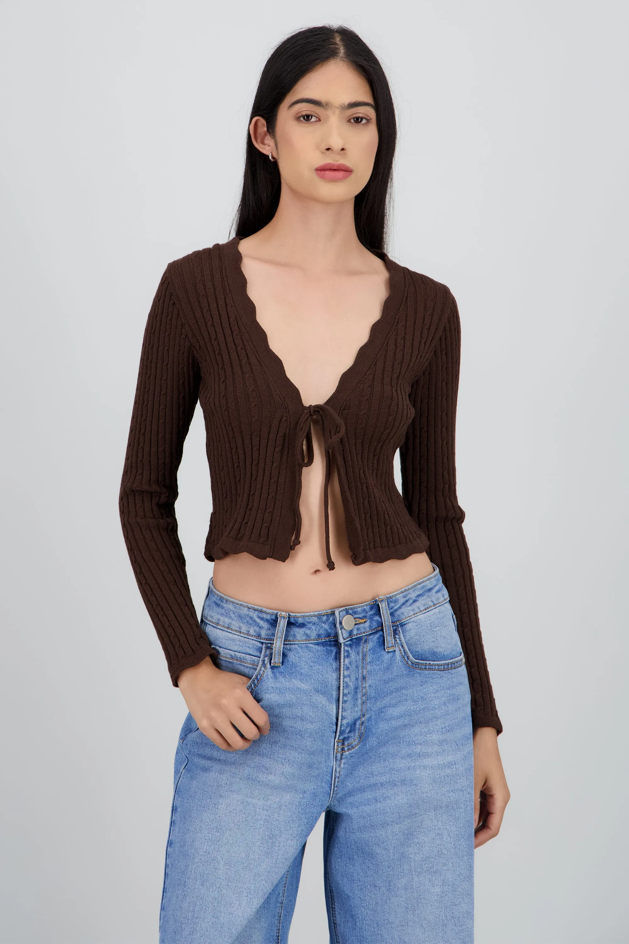 Cardigan trenzado detalle borde sold by Shasa