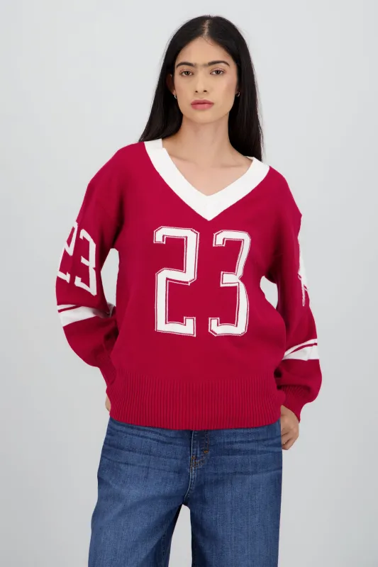 Sueter manga larga contraste numero sold by Shasa