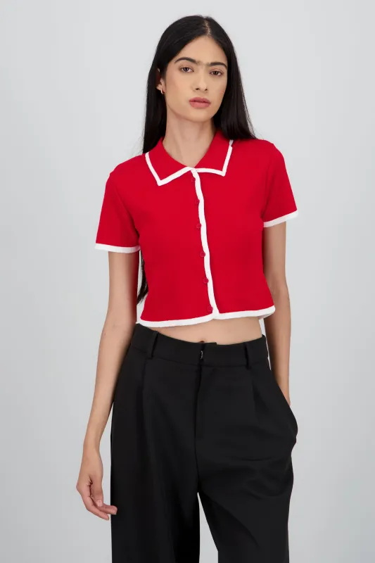 Top tejido contraste polo botones sold by Shasa