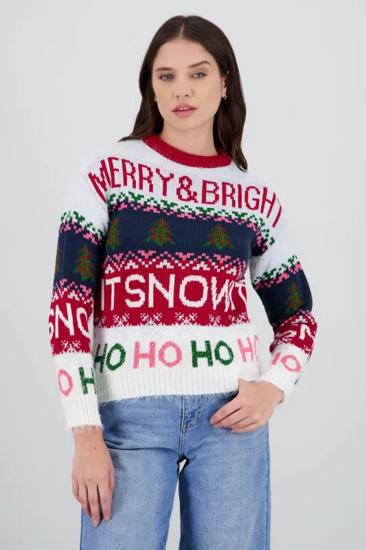 Sueter navidad peludo merry and bright sold by Shasa