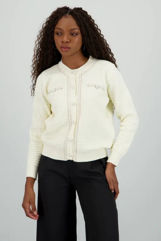 Cardigan detalle boton perla sold by Shasa