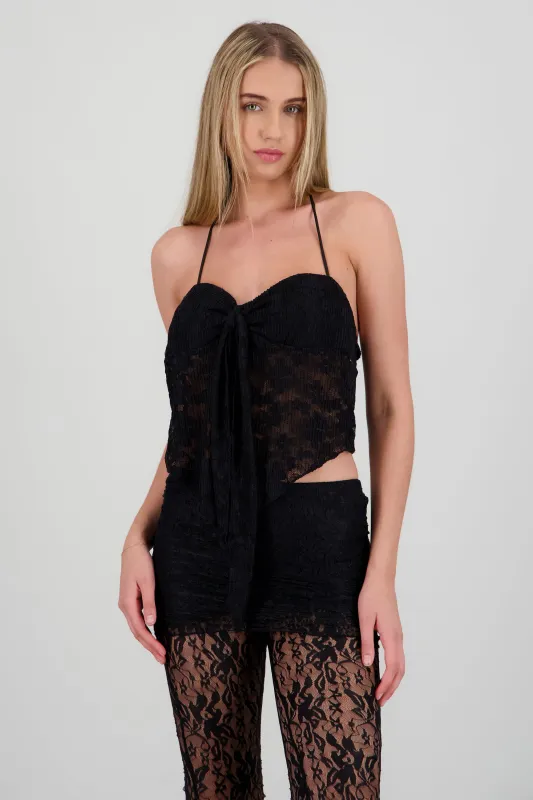 Top tirantes con copas de encaje con amarre moño sold by Shasa