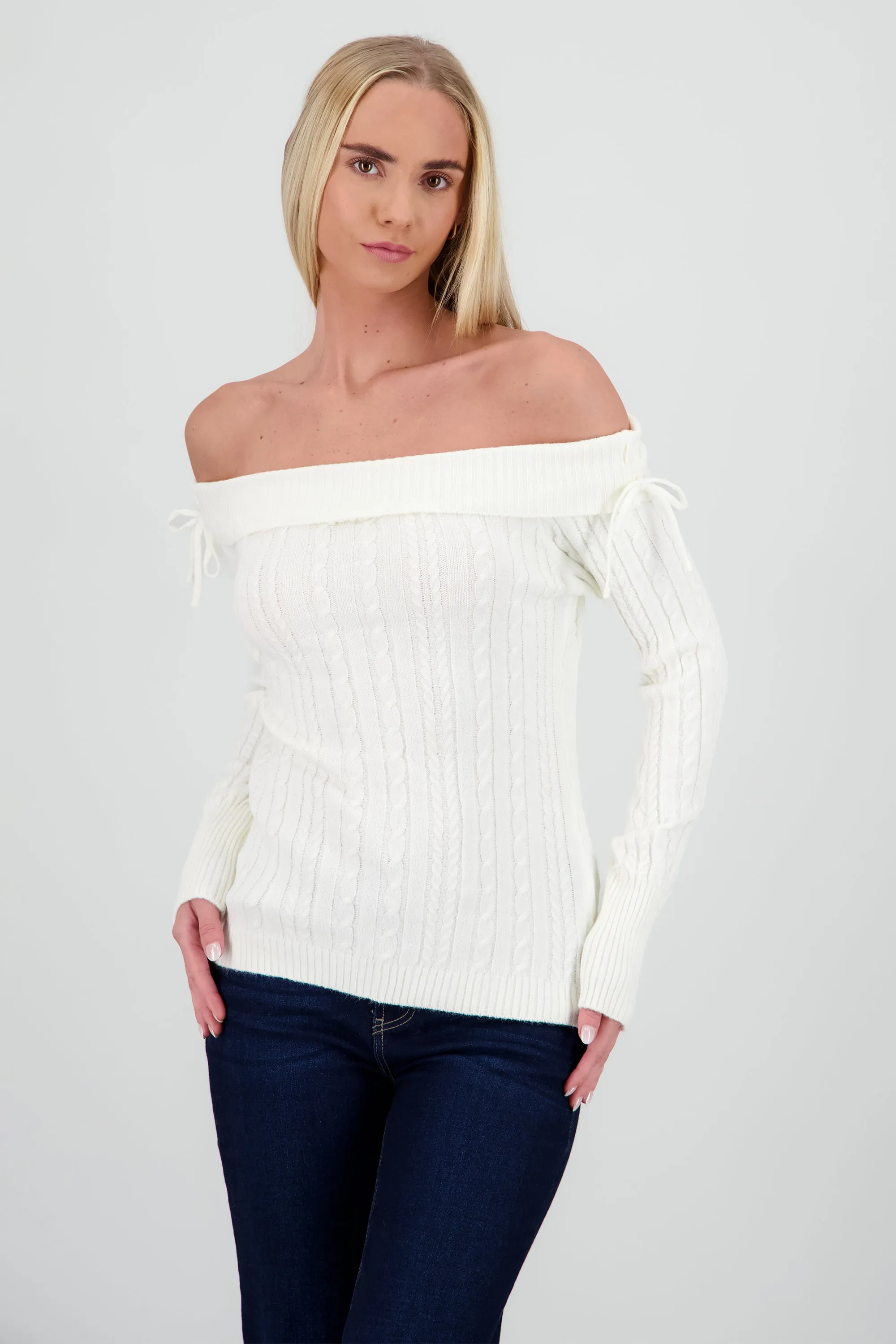 Suetere sin hombros trenzado con amarre moños sold by Shasa product image thumbnail 2