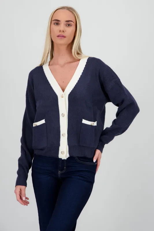 Cardigan tejido contraste con botones sold by Shasa