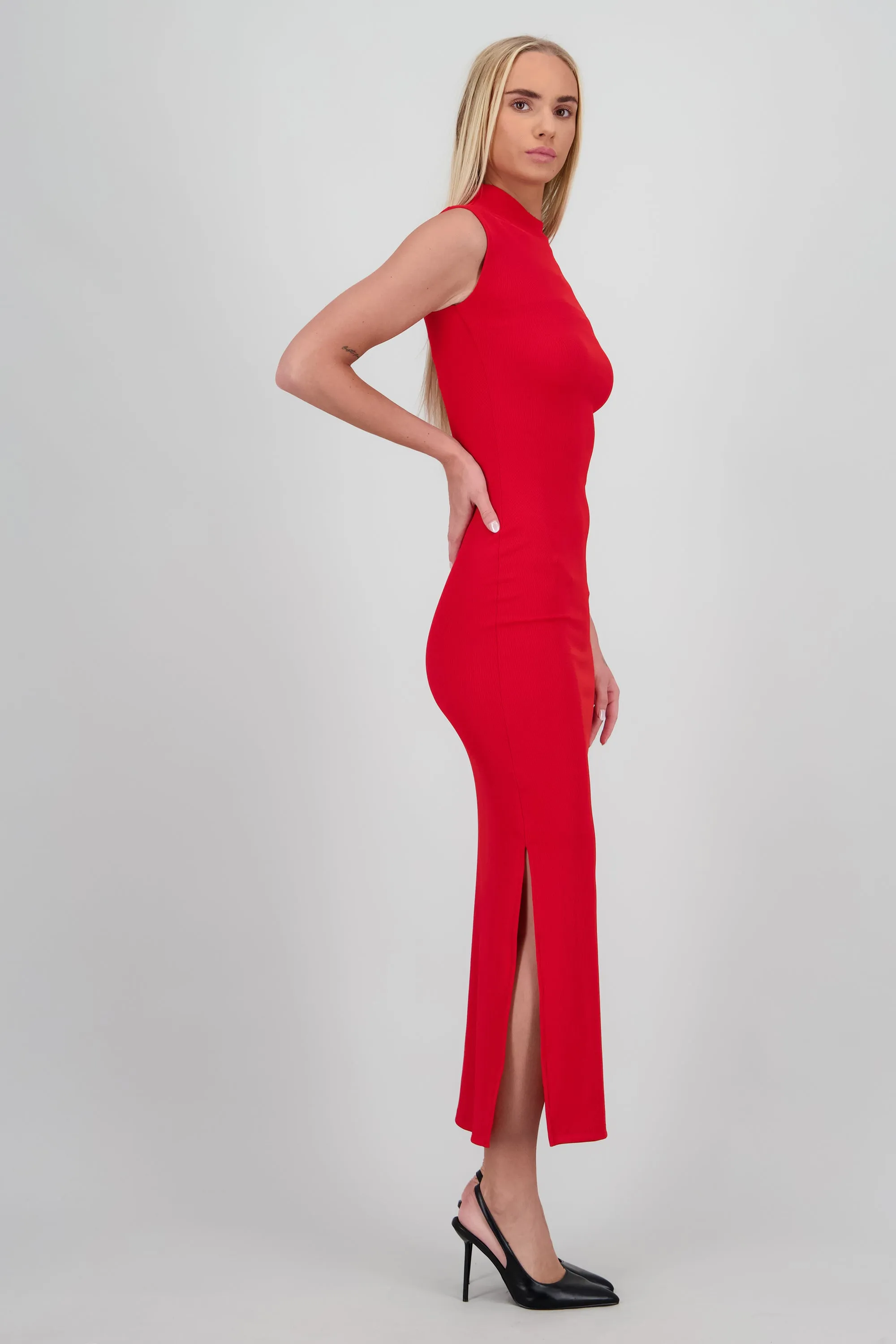 Vestido maxi rib manga corta con abertura Hypsters sold by Shasa product image thumbnail 3