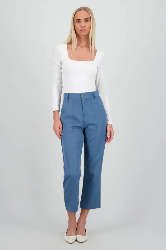 Pantalón Cintura Alta Capri Bolsas sold by Shasa