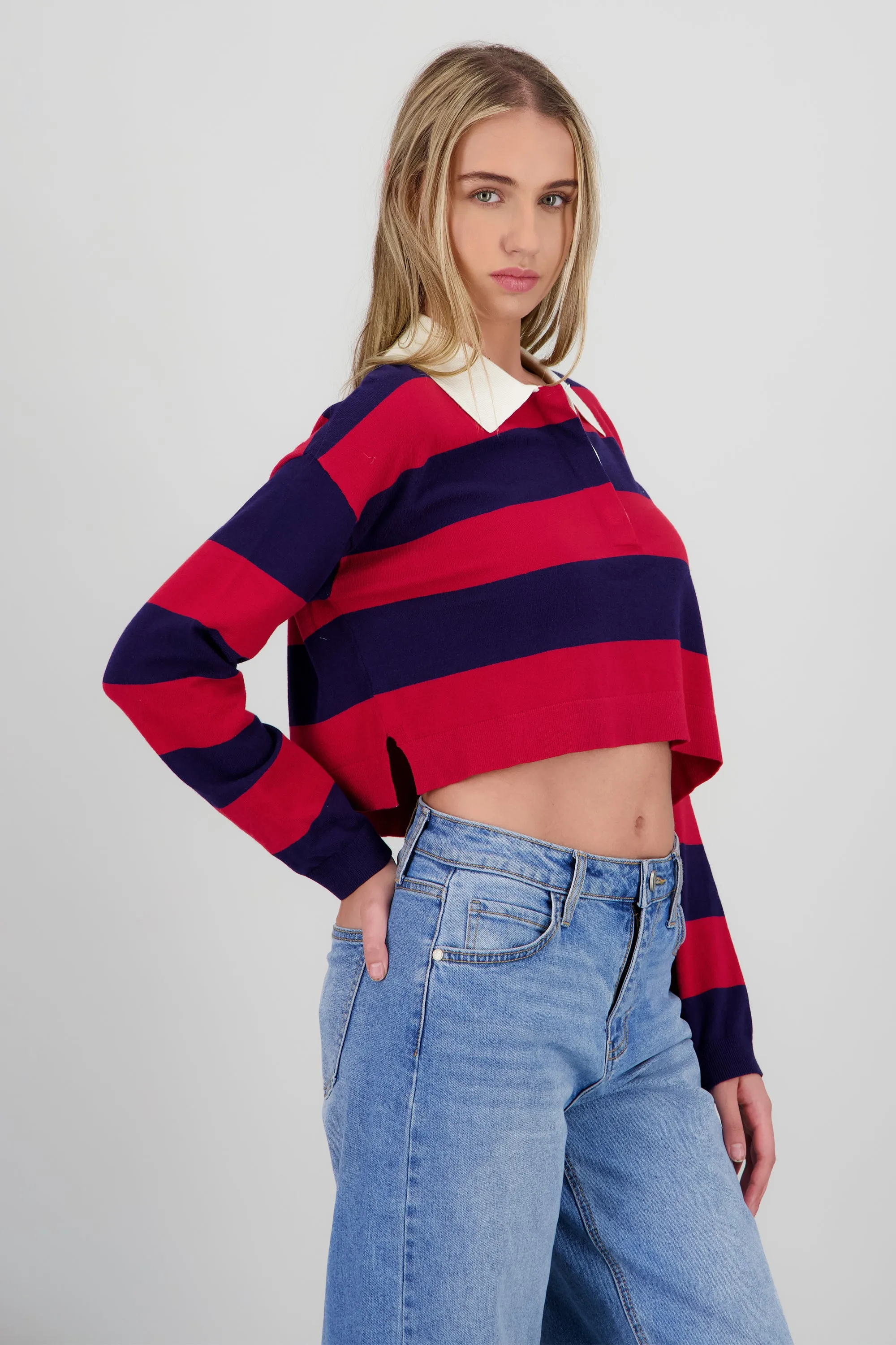 Top tejido de cuello polo con rayas sold by Shasa product image thumbnail 3