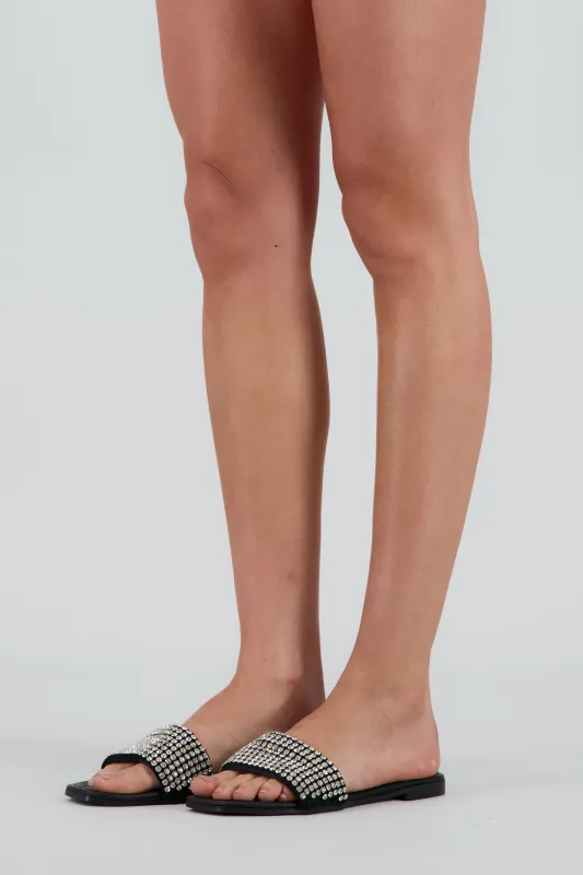 Sandalia tira ancha brillos grandes sold by Shasa