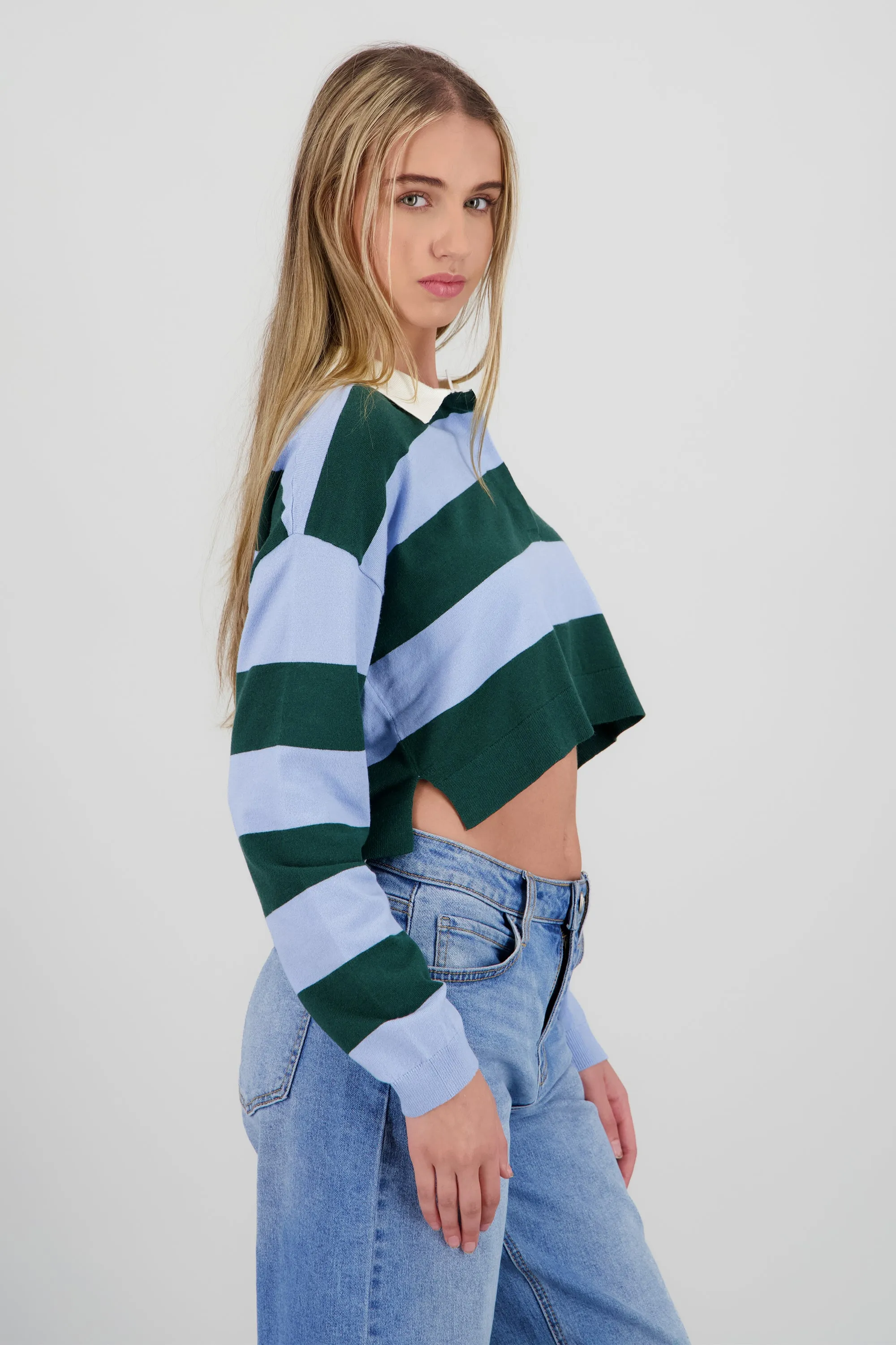 Top tejido de cuello polo con rayas sold by Shasa product image thumbnail 3