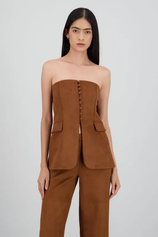 Top strapless suede botones sold by Shasa