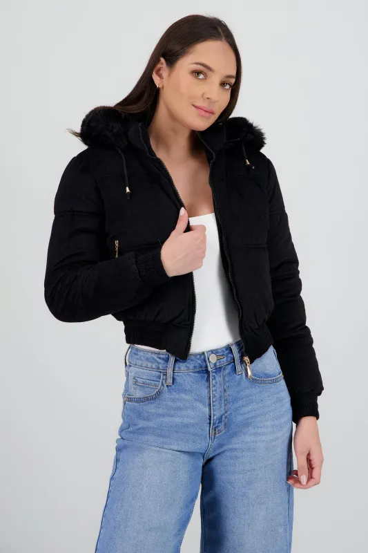 Chamarra puffer crop con gorro sold by Shasa