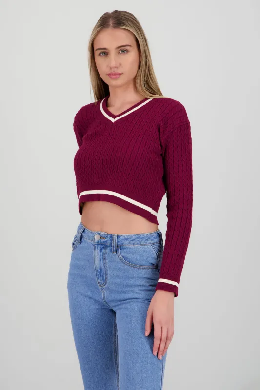 Sueter cardigan con contraste sold by Shasa