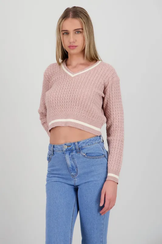 Sueter cardigan con contraste sold by Shasa