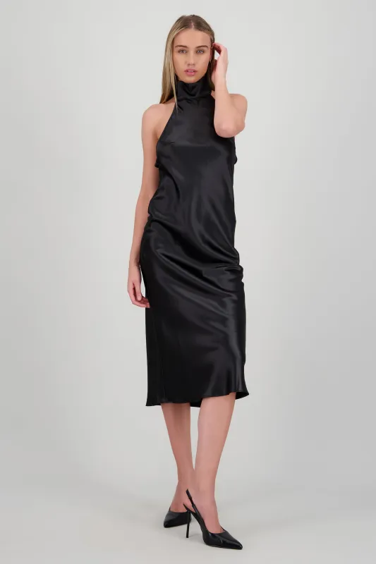 Vestido midi cuello alto con amarre en espalda sold by Shasa