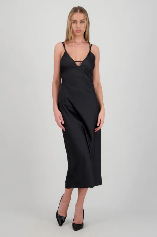 Vestido midi satin escote v con cruce espalda sold by Shasa