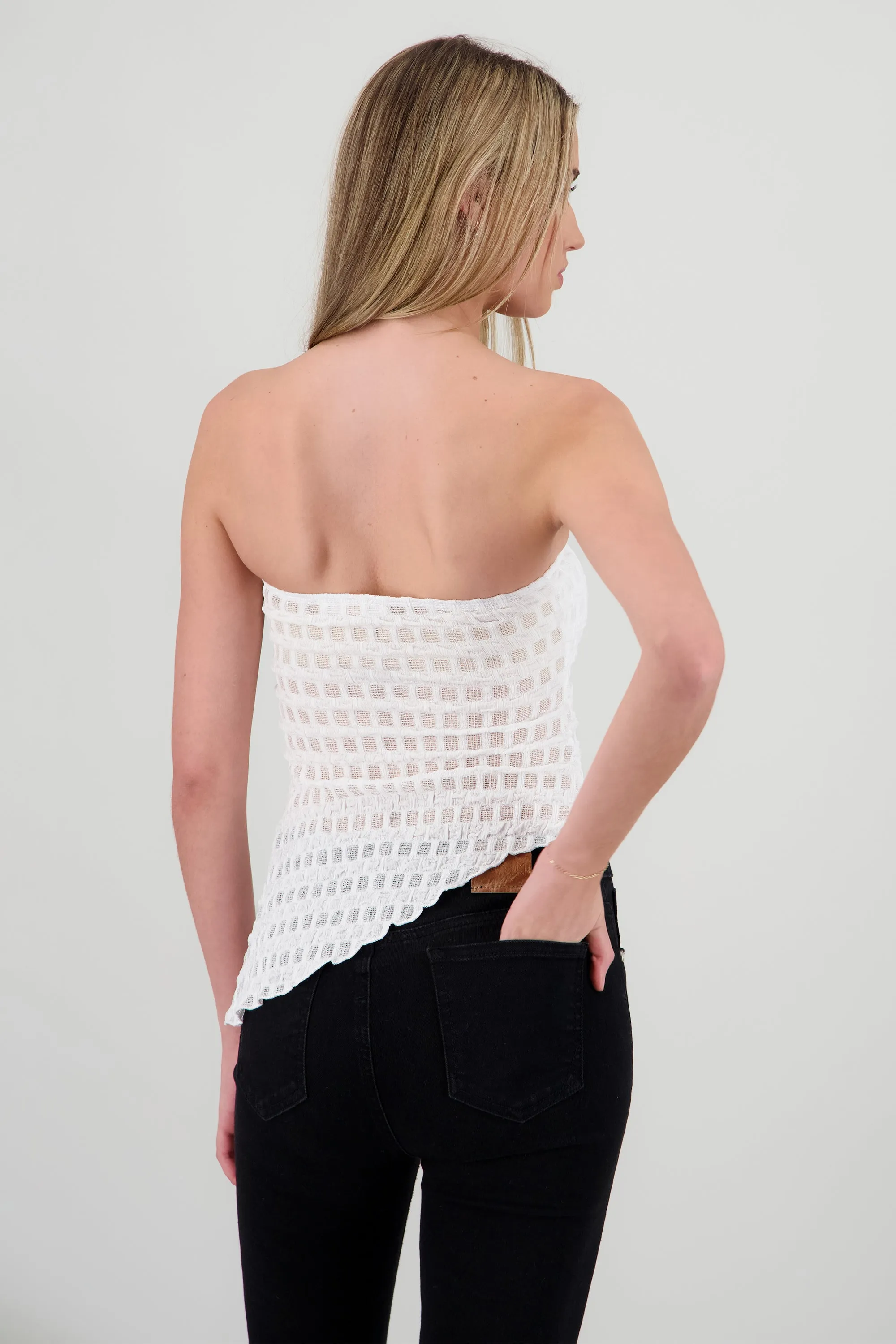 Top strapless asimetrico encaje sold by Shasa product image thumbnail 4