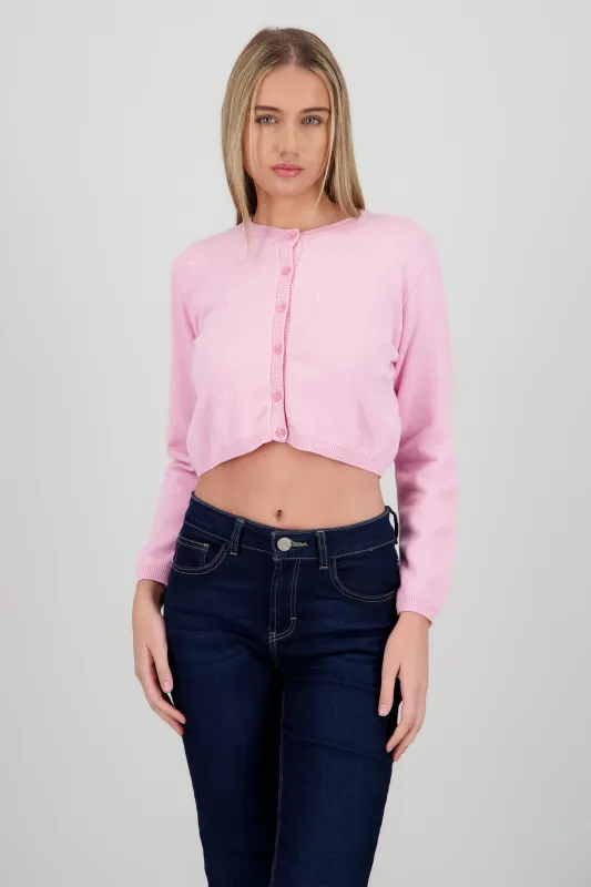 Cardigan detalle de bordado moños sold by Shasa