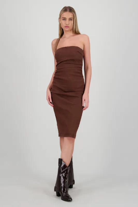 Vestido midi bandeau denim sold by Shasa