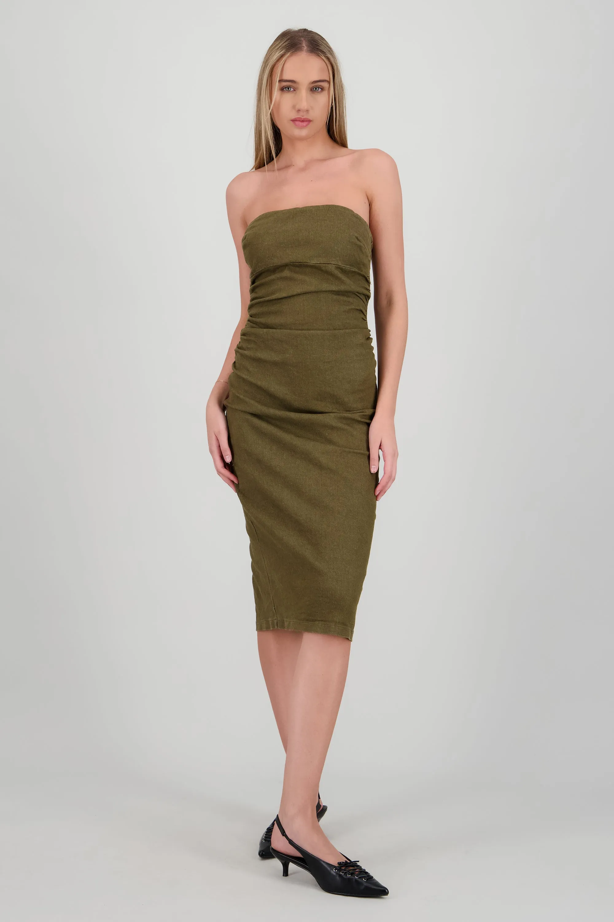 Vestido midi bandeau denim sold by Shasa