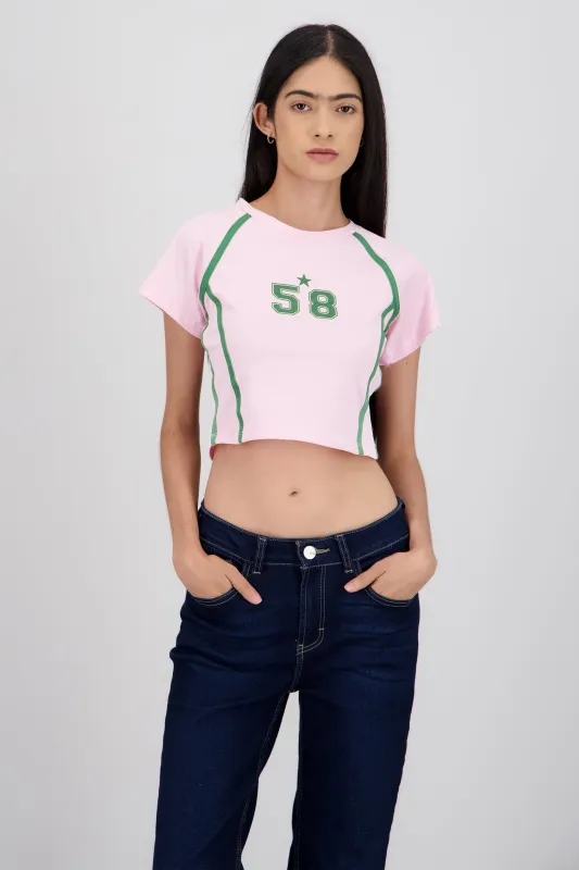 Playera contraste estampado sold by Shasa