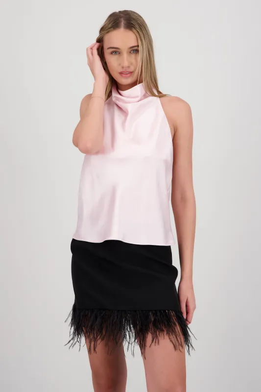 Top satin cuello cascada alto sold by Shasa