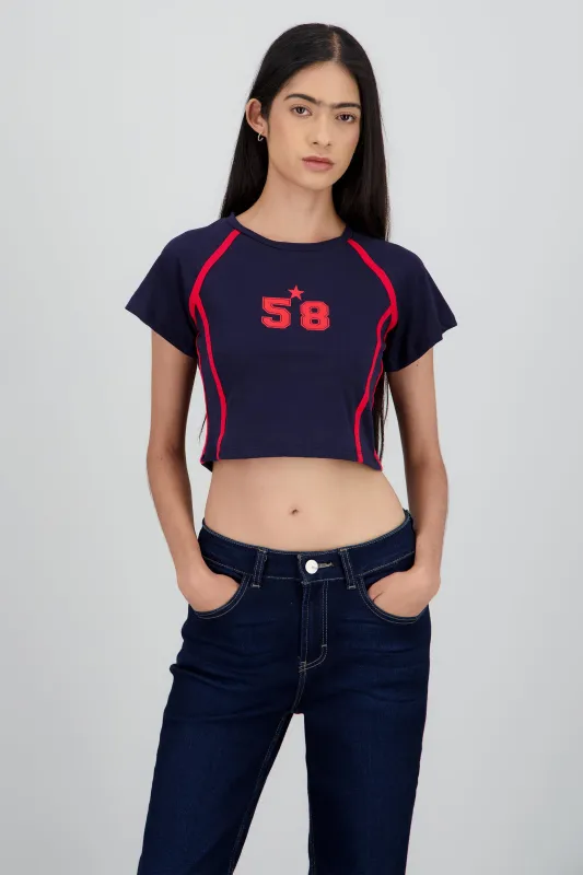 Playera contraste estampado sold by Shasa