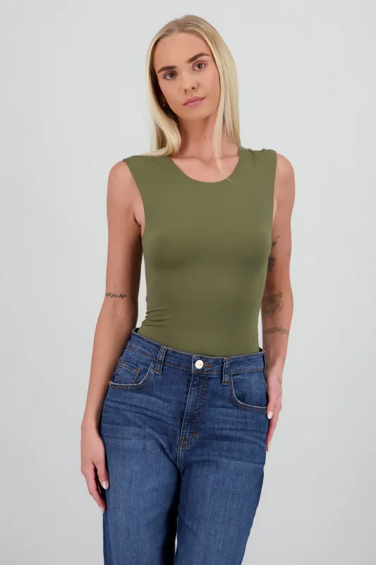 Bodysuit liso sin mangas cuello redondo sold by Shasa