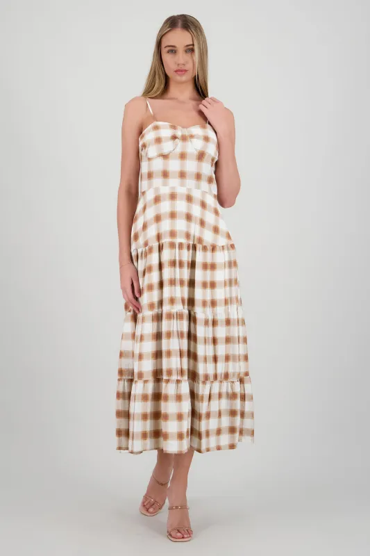 Vestido maxi tirantes estampado cuadros sold by Shasa