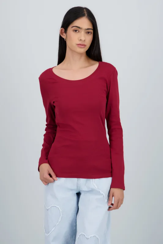 Top liso manga larga cuello redondo sold by Shasa