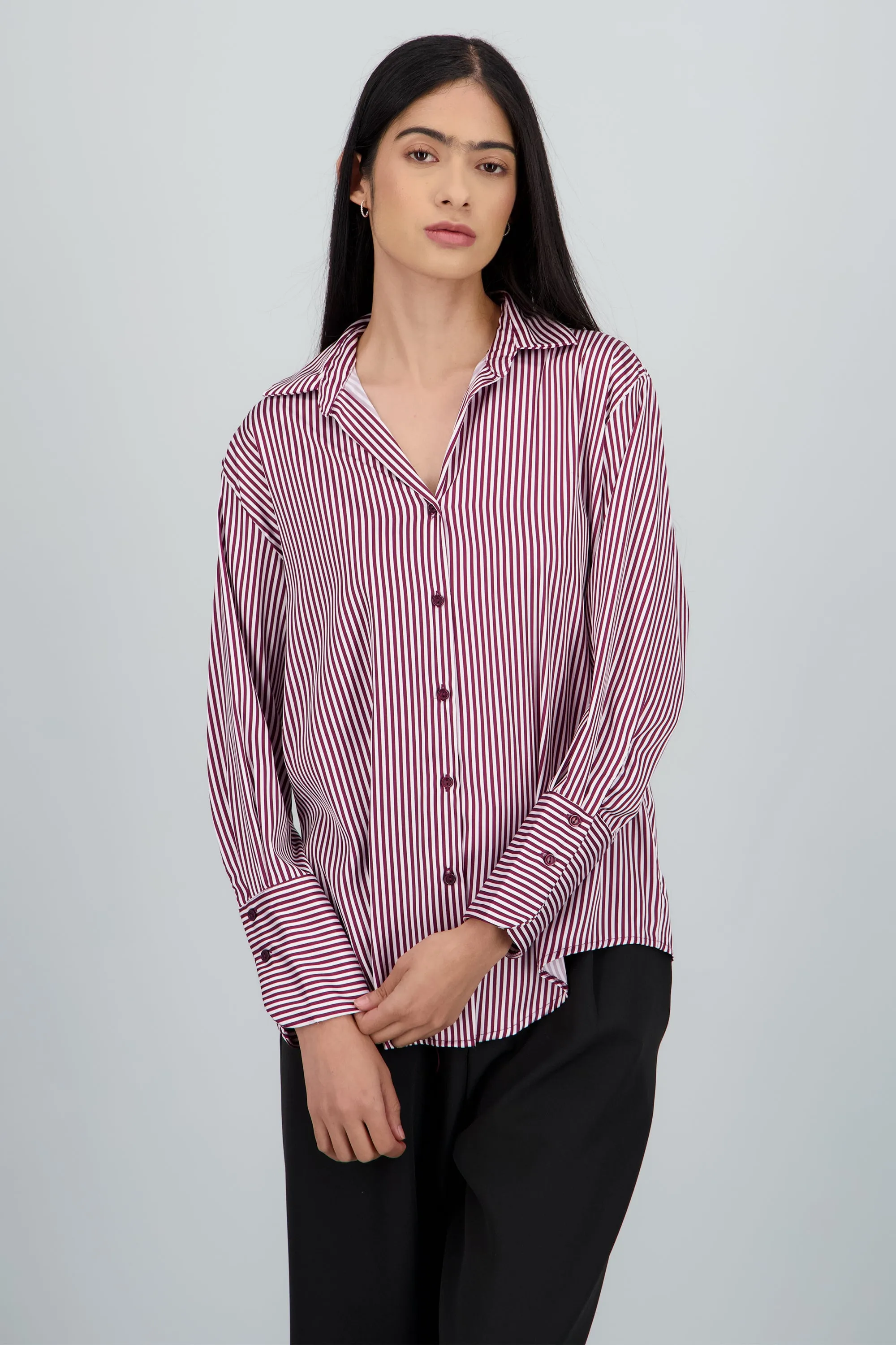 Blusa satin rayas manga larga Hypsters sold by Shasa product image thumbnail 2