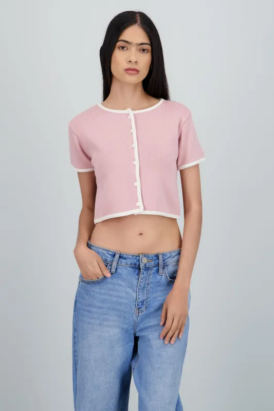 Top tejido manga corta contraste sold by Shasa