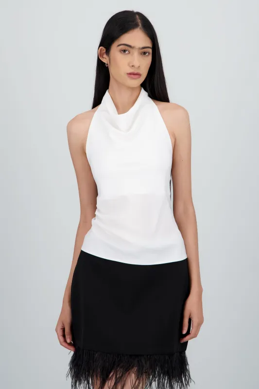 Top halter de cuello cascada satinado sold by Shasa