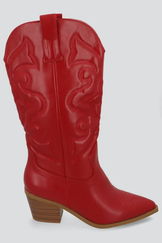 Botín vaquero midi bordado sold by Shasa