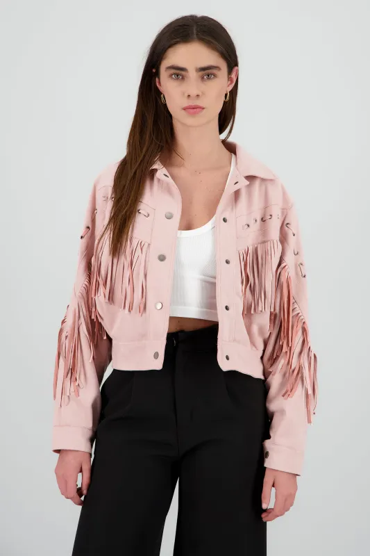 Chamarra suede detalle flecos sold by Shasa