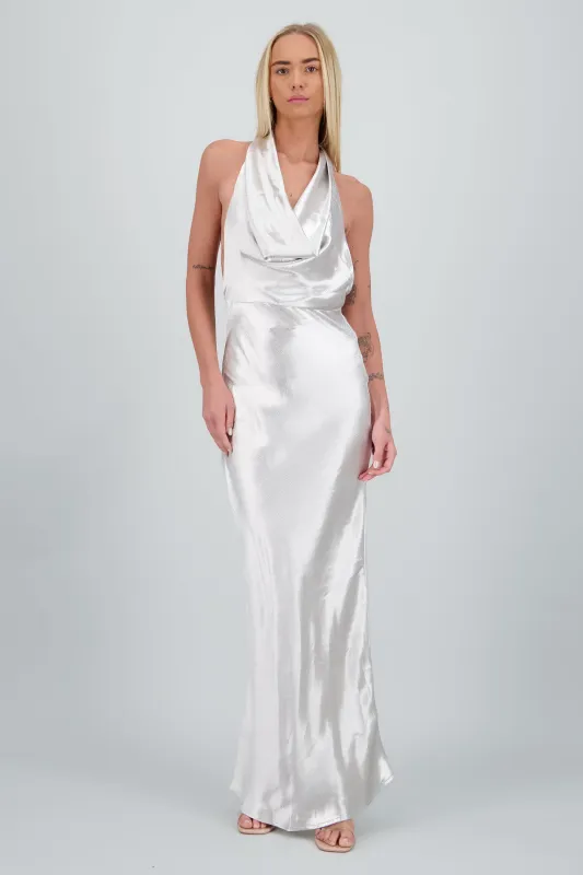 Vestido cuello cascada espalda abierta sold by Shasa